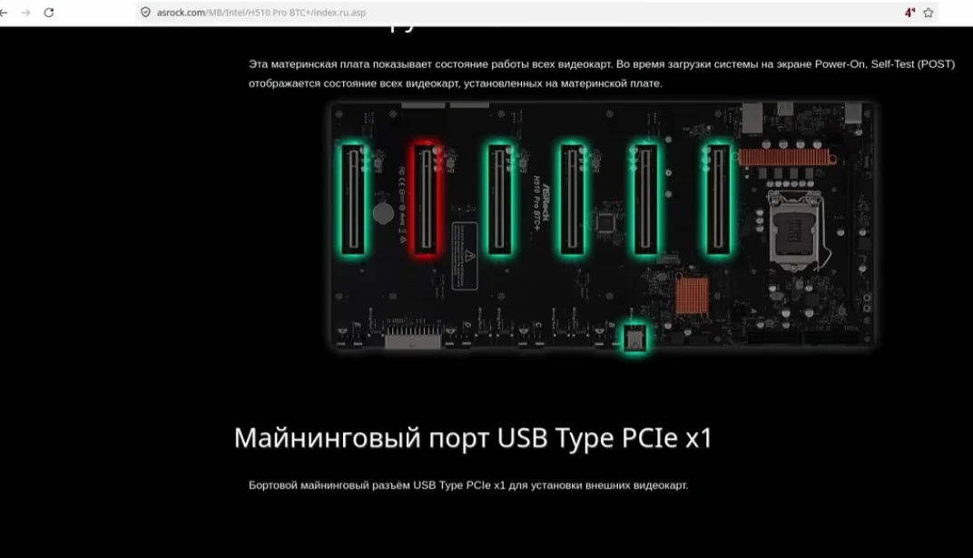 ASRock H510 Pro BTC+ для сборки AI-сервера на нескольких видеокартах